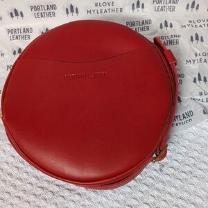 Portland Leather Red Round Crossbody Bag